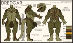 5_fingers abs absurd_res anthro balls big_balls big_penis biped claws color_swatch dinosaur dredgar_(larathen) english_text erection fingers genitals glans hi_res huge_balls huge_cock humanoid_genitalia humanoid_penis larathen male model_sheet muscular muscular_anthro muscular_male open_mouth pecs penis prehistoric_species reptile scalie sharp_teeth solo tail teeth text theropod tongue tongue_out tyrannosaurid tyrannosauroid tyrannosaurus tyrannosaurus_rex vein veiny_penis