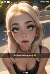 after_fellatio after_oral ahe_gao ai_generated blonde_hair caption cheating cheating_female cheating_girlfriend cleavage cuckold cum cum_on_breasts cum_on_face eye_contact facial female female_focus looking_at_viewer netorare ntr oral original original_character phone phone_screen phone_view rolling_eyes snapchat social_media straight taliredmint text tongue_out
