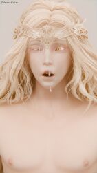 1boy 3d blender blonde_hair cum cum_on_face desess3intes elden_ring facial femboy fromsoftware gay long_hair male miquella miquella_the_kind nude solo surprised surprised_expression twink yaoi yellow_eyes