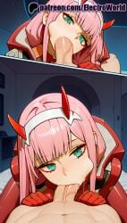 1boy 1girls 2025 2girls :>= ai_generated aqua_eyes artist_name balls balls_sucking blowjob blowjob_face cock cum darling_in_the_franxx dick electroworld eyebrows_visible_through_hair fellatio female green_eyes hair_ornament hairband hi_res high_quality high_resolution highres horns licking long_hair looking_at_viewer male mecha military multiple_girls oral oral_sex patreon patreon_username penis pilot_suit pink_hair pov red_bodysuit stable_diffusion straight sucking uncensored watermark white_hairband zero_two_(darling_in_the_franxx)
