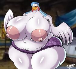 1girls 2021 absurd_res anthro areola avian big_breasts bird breasts chicken clothing disney fat fat_belly female female_only galliform gallus_(genus) hi_res huge_breasts lady_kluck looking_at_viewer nipples obese_female overweight overweight_female partially_clothed phasianid robin_hood_(disney) slightly_chubby solo ssbbw superix wide_hips