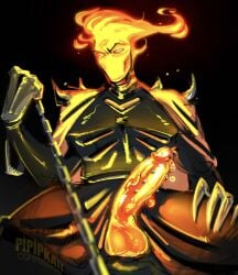 fire_elemental flame_hair lava_cum leash leash_pull male_only oc pipipka pov