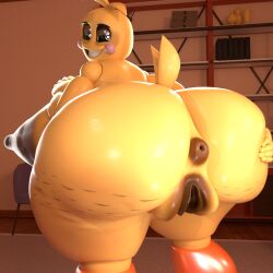 1:1 3d_(artwork) absurd_res adri164 animatronic areola ass avian big_breasts big_butt big_nipples big_pussy bird breasts brown_areola cellulite chicken digital_media_(artwork) female five_nights_at_freddy's five_nights_at_freddy's_2 galliform gallus_(genus) hand_on_breast hand_on_butt hi_res huge_breasts huge_butt long_inner_labia machine nipples phasianid robot scottgames sharp_teeth smile solo spread_butt spreading swollen_anus teeth toy_chica_(fnaf) yellow_body