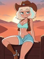 ai_generated boots cowgirl hat jackie_lynn_thomas midriff pants_unbuttoned spurs star_vs_the_forces_of_evil
