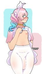 bulge bulge_through_clothing flat_chest honkai:_star_rail hyacine_(honkai:_star_rail) penis subspaceskater trans_woman