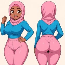 1girls 2025 2d african african_female ai_generated chatgpt dark-skinned_female dark_skin duolingo elmejorlecheroart hijab medium_ass medium_breasts muslim muslim_female uganda_female zari_(duolingo)