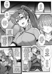 batta_(fire_emblem) batta_the_beast dialogue doujin doujinshi english_text female fire_emblem fire_emblem:_the_blazing_blade lyn_(fire_emblem) lyndis_(fire_emblem) mark_(fire_emblem) revolverwingstudios