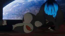 1girls anthro big_breasts big_butt blue_eyes breasts butt_focus butt_tattoo ear_piercing female fully_nude furry furry_female presenting_pussy pussy rabbit_girl snakebite_piercing solo_female vrchat vrchat_avatar vrchat_model