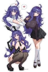 1girls @_@ ahoge alternate_breast_size animal_ear_hairband animal_ears bags_under_eyes bare_shoulders black_gloves black_leotard black_shoes black_skirt black_thighhighs breasts cleavage closed_mouth detached_collar elbow_gloves fake_animal_ears female gloves hair_between_eyes hairband hat hex_maniac hex_maniac_(pokemon) high_heels highleg highleg_leotard highres inhoso large_breasts leotard long_hair long_sleeves looking_at_viewer messy_hair miniskirt nintendo nurse nurse_cap playboy_bunny poke_ball poke_ball_(basic) pokemon pokemon_xy purple_eyes purple_hair purple_hairband purple_nails purple_sweater rabbit_ear_hairband rabbit_ears shirt shoes simple_background skirt smile socks standing strapless strapless_leotard sweater thighhighs white_background white_gloves white_socks