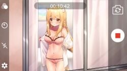 1girls animal_ear_fluff animal_ears animal_tail belly_button blush bow bra braid braided_hair breasts brown_eyes brown_hair camera_pov camera_view cat_ears cat_tail catgirl female_focus indie_virtual_youtuber lace light-skinned_female light_skin lingerie long_hair navel nekoha_neru panties phone phone_screen phone_view pink_bra pink_lingerie pink_panties pink_underwear recording recording_on_phone recording_video solo solo_focus tail thighs underwear undressing undressing_self virtual_youtuber vtuber watching_from_afar watching_through_window