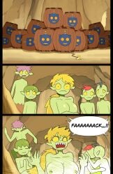1girls bluebirdoasis breasts covering female goblin male nude sandra_(bluebirdoasis) tagme