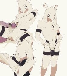 1boy 2025 2_horns 4_fingers anthro asriel_dreemurr_(god_form) balls bed_sheet bedding biped black_clothing black_g-string black_glans black_sclera black_topwear boss_monster_(undertale) bottomwear bovid bulge caprine circumcised clothing digital_drawing_(artwork) digital_media_(artwork) dressing erection fingers front_view g-string genitals glans goat heart_(marking) hi_res horn humanoid_genitalia humanoid_penis long_ears looking_down male male_only mammal markings morning_wood motion_lines navel nickeldalm nipples nude penis simple_background solo spread_legs spreading standing tight_bottomwear tight_clothing topwear undertale undertale_(series) underwear waking_up white_background white_balls white_eyes white_horn white_penis