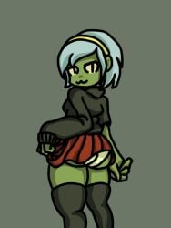 1girls arms_behind_back arms_up ass ass_focus ass_up butt_focus clothed clothed_female clothes clothing curvaceous curvaceous_female curvaceous_figure curves curvy curvy_ass curvy_body curvy_female curvy_figure curvy_hips dead_ahead digital_drawing digital_drawing_(artwork) digital_media_(artwork) drawing female female_focus female_only free_hugs_(dead_ahead) green_body green_skin hair horny horny_female invitation inviting inviting_to_fuck inviting_to_sex legs legs_held_open legs_together looking_at_viewer looking_back panties seductive seductive_body seductive_look seductive_pose seductive_smile smile smiley_face smiling smiling_at_viewer solo solo_female solo_focus standing stockings thick thick_ass thick_butt thick_hips thick_legs thick_thighs white_hair white_panties yellow_eyes young young_female younger_female zombie zombie_girl zombies