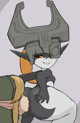 1boy 1girls anilingus anus ass ass_on_face big_ass big_butt blonde_hair butt duo face_in_ass female grey_background grey_body grin hands_on_ass hands_on_butt hat helmet imp_midna kierus link link_(twilight_princess) looking_back male midna nintendo nude nude_female oral orange_hair pointy_ears pussy red_eyes rimming shortstack simple_background spread_ass spreading the_legend_of_zelda twili twilight_princess video_games yellow_sclera