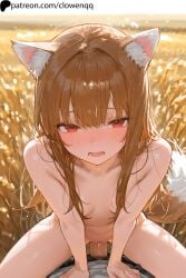 1girls ai_generated animal_ear_fluff animal_ears animal_tail bangs blush breasts brown_hair clowenqq completely_naked completely_naked_female completely_nude completely_nude_female cowgirl_position female female_focus female_only holo long_hair looking_at_viewer male naked naked_female nude nude_female open_mouth penetration penis penis_in_pussy pov_male pussy red_eyes sex solo solo_female solo_focus spice_and_wolf tail thighs uncensored vaginal_penetration vaginal_sex wolf_ears wolf_girl wolf_tail