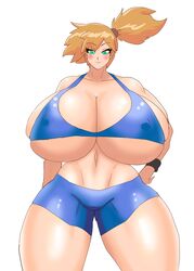 1girls alternate_breast_size big_breasts bimbo blush breasts cleavage collarbone eyebrows_visible_through_hair eyelashes female female_only gigantic_breasts green_eyes hips huge_breasts huge_hips huge_thighs human human_only hyper_breasts kasumi_(pokemon) large_breasts looking_at_viewer marcormen massive_breasts nintendo orange_hair pokemon pokemon_rgby ponytail short_hair side_ponytail smile solo solo_female swimsuit tagme thick_thighs thighs underboob voluptuous wide_hips