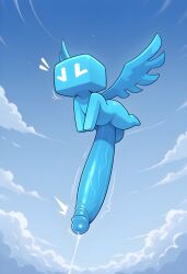 ai_generated allay_(minecraft) ass balls bronin666 cheerful cum cum_drip cumshot cute cute_male excited focus_on_penis gay happy huge_cock minecraft motion_lines penis shortstack smaller_male tiny_male wings