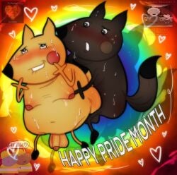 anal anal_sex anthro anthro_on_anthro brown_body endowed fox foxes game_grumps heart large_ass large_balls moobs nipples peppa_pig peppa_pig_world_adventures pride_month queen_elizabeth_ii speech_bubble sweat sweatdrop tail text three_days_grace yellow_body