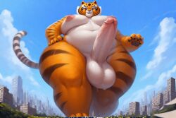 ai_generated dreamworks furry futanari giantess kung_fu_panda low-angle_view master_tigress perchance_ai tiger_ears tiger_print tiger_stripes tiger_tail