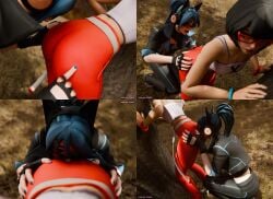 2girls 3d 3d_(artwork) angle ass_smothering blue_hair cat_ears clothing evie_(fortnite) face_in_ass face_in_butt forest fortnite glasses hand_on_ass hand_on_butt headphones hope_(fortnite) looking_back poking_ass red_pants short_hair sniffing sniffing_ass sunglasses thick_ass tongue tongue_out tree visualtoon yuri yuri