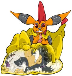 alpha_channel balls bodily_fluids cardboardcoffin churn churning_balls cock_vore cum cum_creature cum_transformation duo eeveelution fan_character generation_2_pokemon generation_5_pokemon genital_fluids genitals goo_transformation hi_res hybrid_pokemon littlepinebox male male/male nintendo penile penis pokemon pokemon_(species) sack scrafty serial_killer snuff swag transformation umbreon vore