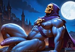 1boy abs ai_generated balls bara big_nipples big_pecs big_penis daddy dilf erect_nipples erection gar_(motu) gay huge_balls huge_cock huge_muscles huge_nipples huge_pecs humanoid hunk male male_only masters_of_the_universe muscular muscular_humanoid muscular_male navel nipples nude pecs penis purple_body skeletor skull_head solo yaoi zodoai