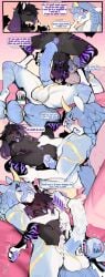 2025 4_fingers 4_toes absurd_res anal anal_sex animal_genitalia animal_penis anthro anthro_on_anthro anthro_penetrated anthro_penetrating anthro_penetrating_anthro anus areola ass balls biped blue_eyes blue_tail blush bodily_fluids braided_hair breasts canid canine canis claws closed_eyes cocoline cocoline_(artist) comic countershade_fur countershade_torso countershading cum cum_from_ass cum_in_ass cum_inside dialogue digital_media_(artwork) duo english_text equid equine equine_genitalia equine_penis erection feet female female_penetrated fingers fur genital_fluids genitals grey_body grey_fur grey_tail hair hi_res horn horse inside leaking_anus leaking_cum lying lying_on_another male male/female male_penetrating male_penetrating_female mammal medial_ring nipples nude nude_anthro nude_female nude_male on_back open_mouth open_smile pawpads paws penetration penile penile_penetration penis penis_in_ass purple_eyes purple_hair sex smile speech_bubble tail teeth text toe_claws toes tongue tongue_out vulva wolf