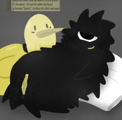 colorbox_(mustard) duck_jelly_(colorbox_mustard) incredibox_mod objectophilia penetrated rubber_duck satisfied sentient_object spiky_creature sweating