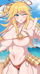 ninon_(princess_connect!) princess_connect! princess_connect!_re:dive string_bikini tongue_out