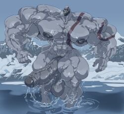 balls beard biceps body_hair breath cock cold god_of_war huge_cock huge_muscles hyper hyper_biceps hyper_cock hyper_muscles hyper_pecs hyper_thighs kratos large_nipples muscles nipples pecs penis stubble tattoo thighs war_paint