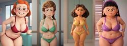 4girls abby_park ai_generated big_breasts blush bra breasts civitai female looking_at_viewer mei_lee miriam_mendelsohn panties priya_mangal seductive_look turning_red wide_hips