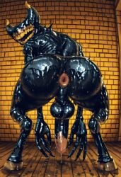 against_wall ai_generated anal_juice ass ass_focus ass_up asshole bendy bendy_and_the_dark_revival bendy_and_the_ink_machine big_ass bronin666 cock collar cum cum_drip cum_puddle cum_splatter hooves horns horns_and_hooves ink ink_demon large_penis long_fingernails long_legs monster oil oiled oiled_skin penis ribcage saliva saliva_string skinny smile spikes sweat sweating sweaty sweaty_butt teeth teeth_showing thick_ass thick_thighs thighs tie wide_smile