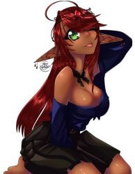 aliciaxlife breasts dark-skinned_female dark_skin female green_eyes jewelry looking_at_viewer mouse mouse_ears mouse_girl queen rat rat_girl rat_tail red_hair solo solo_female virtual_youtuber vtuber youtuber