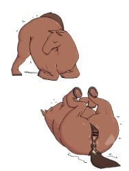 3:4 angra animal_genitalia animal_pussy anus ass_up bodily_fluids brown_body censor_bar cum cum_in_vagina cum_inside equid equine equine_genitalia equine_pussy female feral genital_fluids genitals horse lying mammal on_back pussy simple_background solo vulva white_background zoophilia