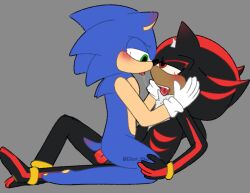 2boys anal_fingering black_cock blue_fur blush chest_tuft fangs gloves green_beansz green_eyes half-closed_eyes male male/male male_only penetration penis quills red_eyeliner red_eyes red_fur ride saliva shadow_the_hedgehog sonic_the_hedgehog tail toe_beans tounge_out yaoi