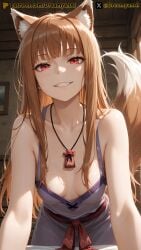 1girls 2025 4k ai ai_assisted ai_generated animal_ears animal_tail anime anime_style artist_name breasts brown_hair dreamyan_ai female hi_res high_quality high_resolution highres holo holo_(spice_and_wolf) long_hair long_tail patreon red_eyes small_breasts smile smiling smiling_at_viewer spice_and_wolf tail thick_ass thick_thighs thighs uncensored white_body white_skin wolf_ears wolf_girl wolf_tail