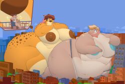2021 anthro areola ass belly big_belly big_breasts big_butt biped blonde_hair body_size_growth breasts brown_hair building building_destruction city clothing commoddity common_hippopotamus day destruction detailed_background digital_drawing_(artwork) digital_media_(artwork) felid female fur giraffe giraffid group hair hi_res highlights_(coloring) hippopotamid horn huge_belly huge_breasts huge_butt hybrid hyper hyper_butt kubwa_kalua lion long_neck mammal morbidly_obese morbidly_obese_anthro morbidly_obese_female navel nipples nude obese obese_anthro obese_female orange_body orange_fur ossicone outside overweight overweight_anthro overweight_female pantherine pink_highlights rocco_(roundanimal) size_transformation sky tan_body tan_skin thick_thighs transformation trio underwear