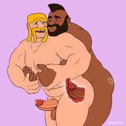 aliknto anal ass ass balls bara barbarian_(clash_of_clans) big_breasts breasts clash_of_clans clash_royale cum dark_skin duo gay hair hog_rider huge_ass huge_breasts huge_cock huge_nipples male muscular nipples penetration penis pubic_hair seductive sex
