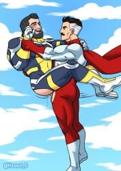anal anal_sex anal_sex beard blue_eyes clothed clothed_sex flying flying_sex gay hasout_b invincible invincible_(tv_series) male male_only moustache muscular muscular_male nolan_grayson omni-man standing_sex the_immortal