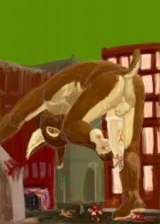 anthro ass balls bent_over blood bodily_fluids brown_body brown_fur car city city_destruction colored condom death destruction erection feet felid feline foot_crush fur genitals gore green_background green_eyes group guide_lines hi_res jeri_kleinlowe lynx macro male mammal micro micro_in_condom overturned_car penis perineum raised_tail rear_view scared sexual_barrier_device simple_background street_sign tail tan_body tan_fur trapped_in_condom vehicle