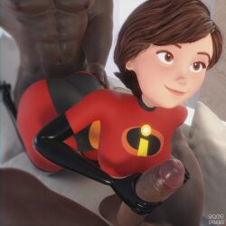 artist big_penis doggy_style elastigirl from_behind frutplzz handjob helen_parr interracial milf smile threesome