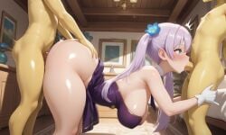 ai_generated behind big_breasts blowjob breasts cum female kyria kyria_vtuber light-skinned_female light_skin male male/female nude_female orgy sex solecito virtual_youtuber vtuber