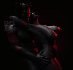 3d 3d_(artwork) big_breasts black_hair claws dark_elf daz_studio drow dunmer horns oc original original_character sanguine standing_sex the_elder_scrolls