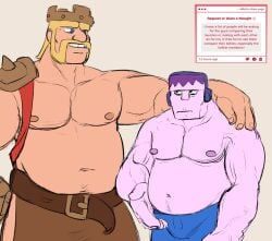 aliknto bara barbarian_king_(clash_of_clans) brawl_stars breasts chubby clash_of_clans clash_royale duo frank_(brawl_stars) hair male male_only monster nipples