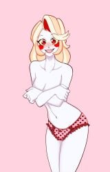 1girls breasts charlie_morningstar_(hazbin_hotel) covering female hazbin_hotel orangemint_4444 panties tagme topless