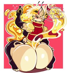 1girls 2025 2d 2d_(artwork) absurd_res anthro arthropod ass bee big_breasts big_butt breasts bubble_butt canid canid_demon canine clothed clothing demon dialogue drunk english english_dialogue english_text female hellhound helluva_boss hi_res high_resolution highres huge_butt hybrid hymenopteran insects legwear looking_back mammal mythological_canine mythological_creature mythology nathanatwar open_mouth pink_eyes queen_bee-lzebub_(helluva_boss) solo substance_intoxication tail text thigh_highs