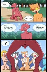 1boy 6girls ass balls bluebirdoasis blush breasts estenia_(bluebirdoasis) female kotek_(bluebirdoasis) male penis tagme