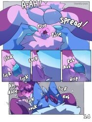 2025 3:4 age_difference anal anthro anus ass balls blue_body blue_fur blue_hair blush bodily_fluids canid canine canis claws closed_eyes comic digital_drawing_(artwork) digital_media_(artwork) domestic_cat dr_louise_(sonotiq-poya) duo fangs felid feline felis fur genitals hair hand_on_another's_head hand_on_head hi_res humanoid inner_ear_fluff jackal jin_(sonotiq-poya) male male/male mammal neck_tuft oral paws purple_body purple_fur purple_hair rimming rimming_male saliva saliva_on_anus sex shaded sonotiq-poya spread_anus spread_butt spreading teeth tongue tuft watermark xenoverse_(sonotiq-poya_series)