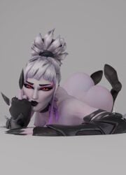 3d 3d_(artwork) arm_warmers armwear ass big_ass big_breasts boozeshroom breasts chin_piercing choker completely_nude completely_nude_female dusk_(fortnite) female female_focus female_only fortnite hand_gesture hand_on_hip hourglass_figure hourglass_figured_female huge_ass laying laying_down laying_on_stomach long_hair looking_at_viewer middle_finger multicolored_hair nude nude_female ponytail purple_highlights pussy red_eyes solo solo_female solo_focus thigh_boots unfinished vampire vampire_girl voluptuous voluptuous_female white_hair white_hair_female