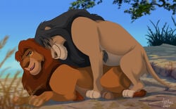 anal anal_sex arf-fra closed_eyes disney duo felid feral feral_on_feral gay lion looking_at_another looking_at_partner looking_pleasured male male/male male_only mammal on_top pantherine penetration quadruped simba the_lion_king